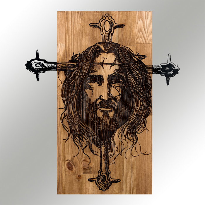 Wallity Escultura de pared Jesus en Negro y Nogal